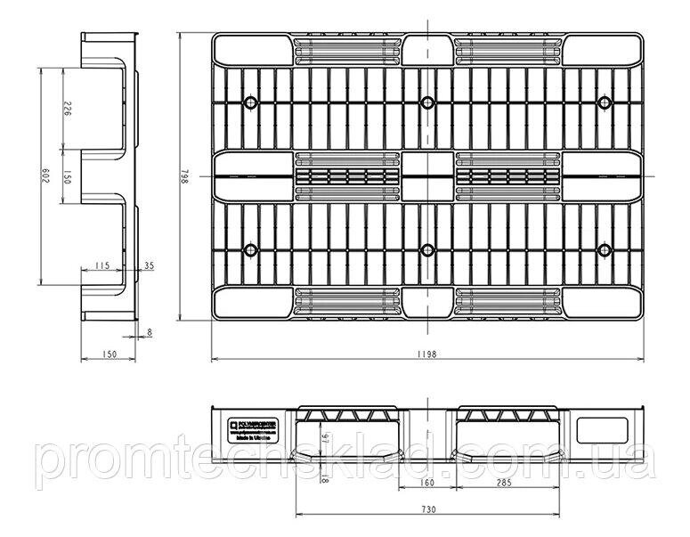 S800 MAX Стелажна палета на полозах 1200х 1200х800х150 мм, вага 12.5 кг Код/Артикул 132 S800 MAX від компанії greencard - фото 1