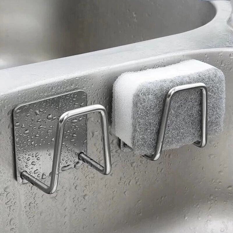 Самоклеючий універсальний тримач для кухонного приладдя (губки) з нержавіючої сталі від компанії greencard - фото 1