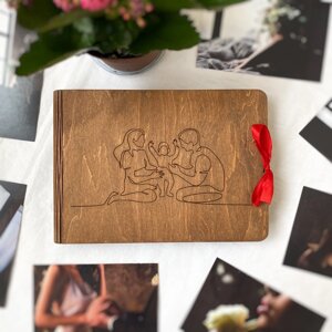 Дерев'яний сімейний фотоальбом на подарунок близьким | Креативний подарунок на день матері, день батька Код/Артикул 182