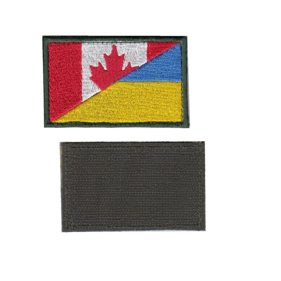 Шеврон ЗСУ, військовий / армійський, канадсько-український прапор, на липучці,  5  см * 3,5 см Код/Артикул 81 102203 від компанії greencard - фото 1