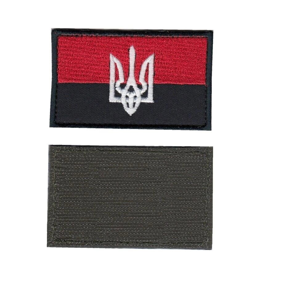 Шеврон ЗСУ, військовий / армійський, прапор  , червоний на чорному, на липучці, 5  см * 3,5 см Код/Артикул 81 102447 від компанії greencard - фото 1