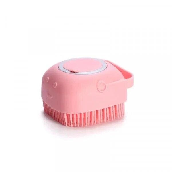Силіконова масажна щітка мочалка для душу з дозатором рожева Код/Артикул 5 0723-1 від компанії greencard - фото 1