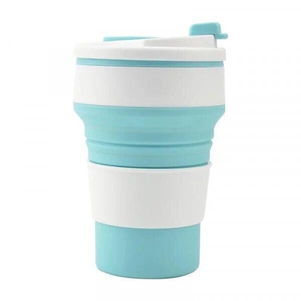 Складна еко чашка на 350 мл біла з блакитним 350 мл Код/Артикул 5 0536-3 від компанії greencard - фото 1