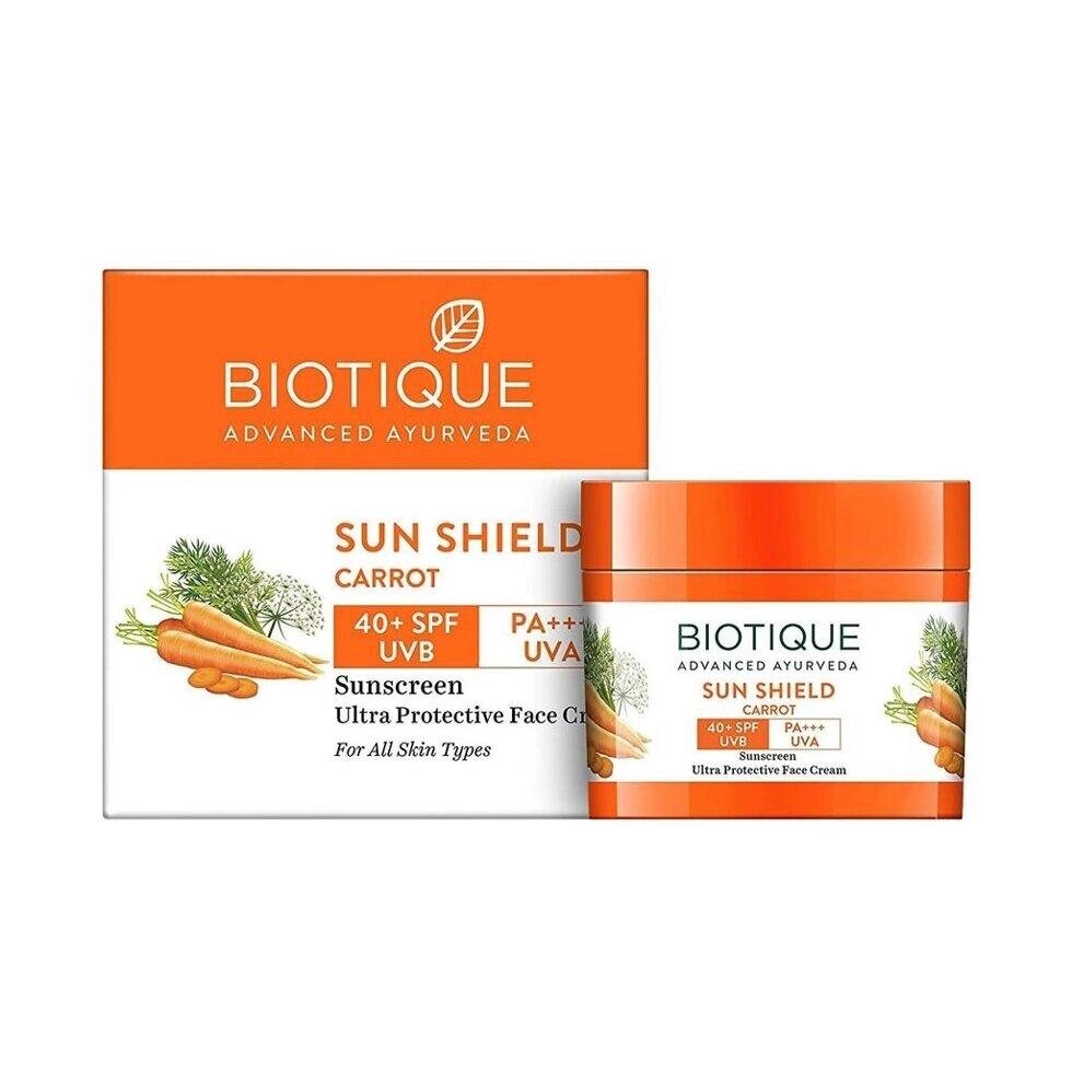 Сонцезахисний крем із Морквою 40+ SPF (50 г), Sun Shield Carrot 40+ SPF Sunscreen Ultra Protective Face Cream, Під від компанії greencard - фото 1