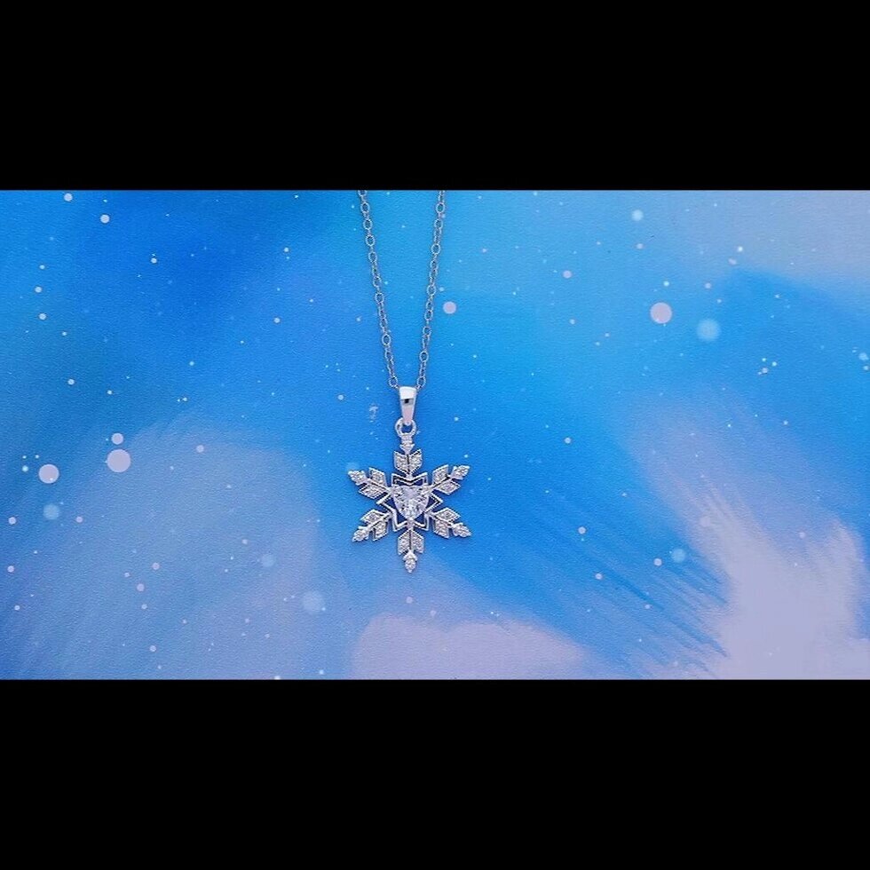Справжня S925 чарівна підвіска у формі серця з кристалами та сніжинками, різдвяне зимове намисто для Під замовлення з від компанії greencard - фото 1