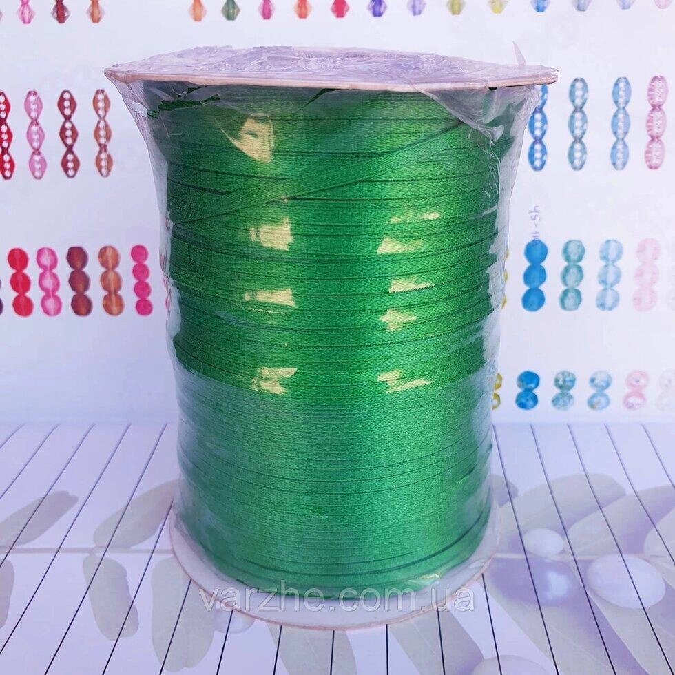 Стрічка атласна, темно зелена, 0,3 см, 700 м/котушка Код/Артикул 192 LN-02_03 від компанії greencard - фото 1
