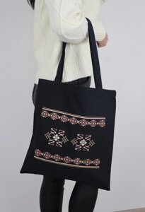 Сумка Шоппер з вишивкою Етно кофейний, еко сумка для покупок, шопер, сумка з вишиванкою, сумка для покупок вишита