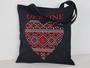 Сумка Шоппер з вишивкою UKRAINE червоне серце, еко сумка для покупок, шопер, сумка з вишиванкою, сумка для покупок
