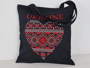 Сумка Шоппер з вишивкою UKRAINE червоне серце, еко сумка для покупок, шопер, сумка з вишивкою, вишита сумка
