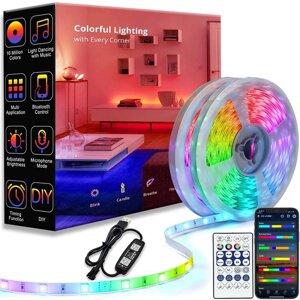 Світлодіодна стрічка 1–10 м RGBIC WS2812b Bluetooth App Control Chasing Effect Lights Гнучка стрічка Діодна стрічка під