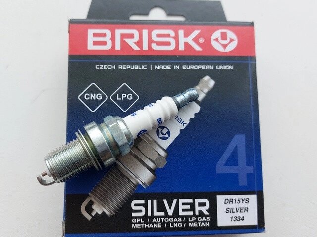Свічки запалювання 2110 (16 кл.) Silver (Brisk) під газ DR15YS/1334 Код/Артикул 30 4009 від компанії greencard - фото 1