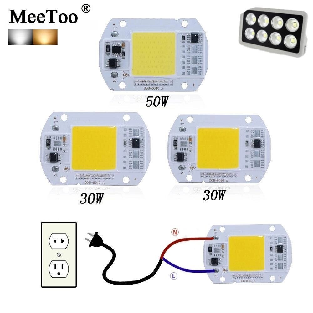 Світлодіодний чіп 30 Вт 50 Вт COB Chip Світлодіодна лампа 110 В 220 без драйвера для прожектора Лампада DIY Освітлення від компанії greencard - фото 1