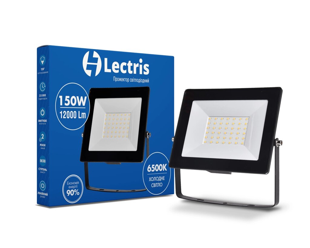 Світлодіодний прожектор Lectris 150W 12000Лм 6500K 185-265V IP65 1-LC-3006 Код/Артикул 45 1-LС-3006 від компанії greencard - фото 1