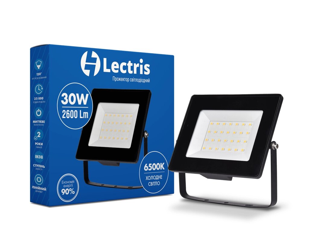 Світлодіодний прожектор Lectris LED30W 2600Лм 6500K 185-265V IP65 1-LC-3003 Код/Артикул 45 1-LС-3003 від компанії greencard - фото 1