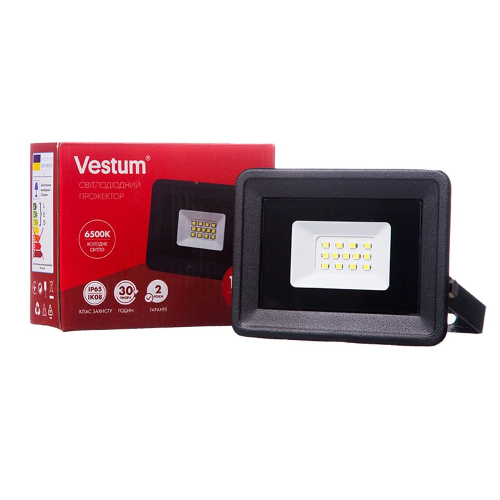 Світлодіодний прожектор Vestum 10W 900Лм 6500K 185-265V IP65 1-VS-3001 Код/Артикул 45 1-VS-3001 від компанії greencard - фото 1
