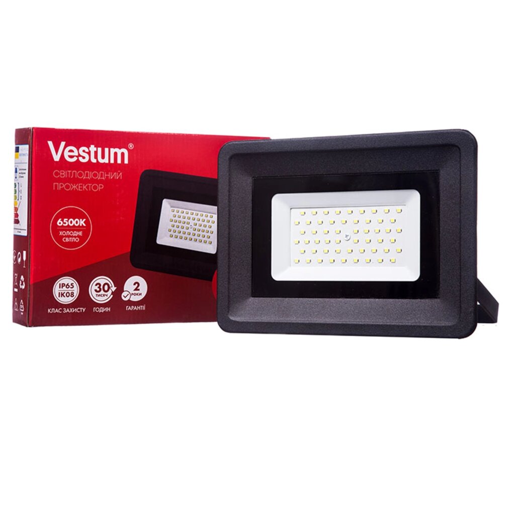 Світлодіодний прожектор Vestum 50W 4300Лм 6500K 185-265V IP65 1-VS-3004 Код/Артикул 45 1-VS-3004 від компанії greencard - фото 1