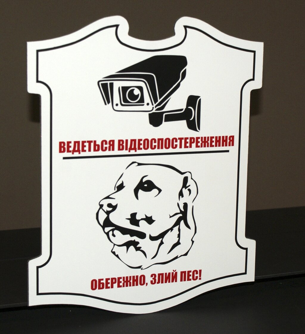 Табличка комбінована "Відеоспостереження" + "Злий собака" Код/Артикул 168 МФС-024 від компанії greencard - фото 1