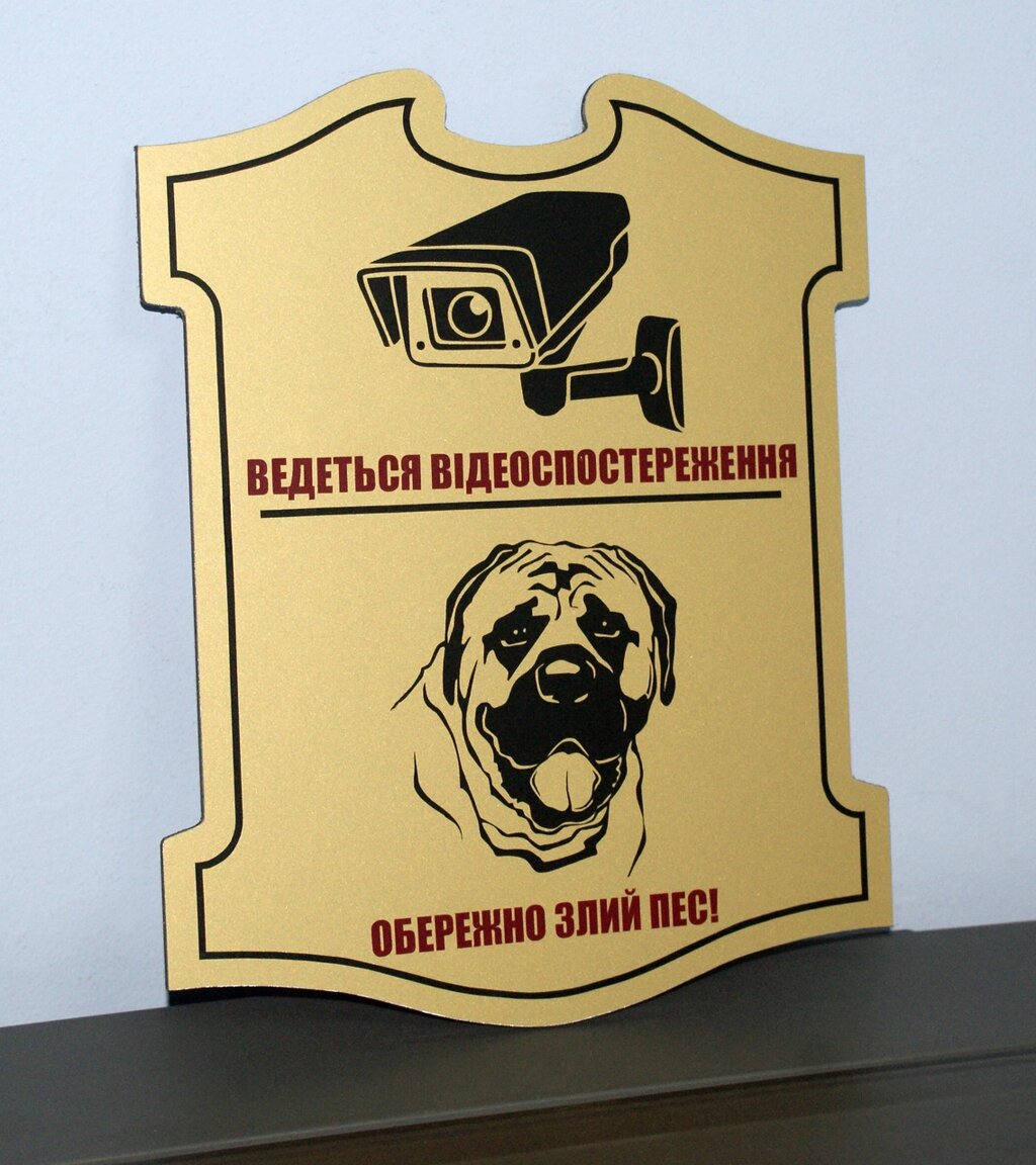 Табличка комбінована "Відеоспостереження" + "Злий собака" Код/Артикул 168 МФС-026 від компанії greencard - фото 1