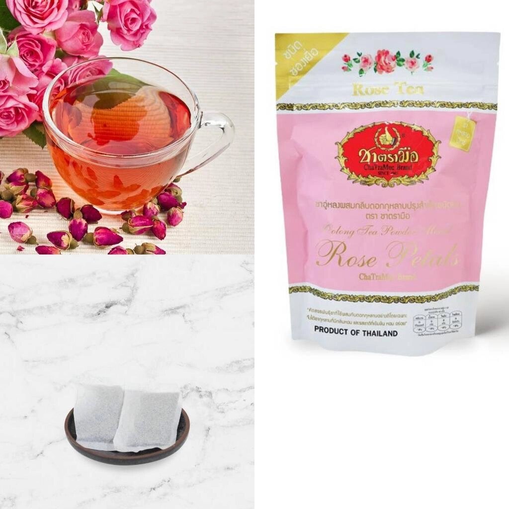 Тайський чай з трояндою, квітковий чай, чайне листя Chatramue, пакетик, пакетики, чайний порошок з молоком, напій, Під від компанії greencard - фото 1
