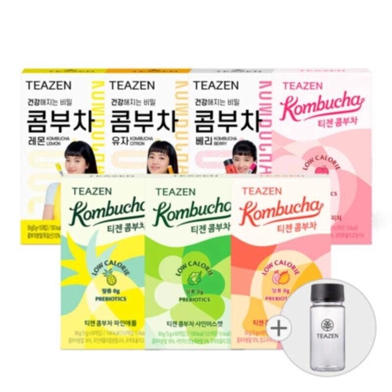 Teazen Чай Teazen Kombucha Tea 7 Flavors Mix 70 Sticks (з подарунком Пляшка) під замовлення з кореї 30 днів доставка від компанії greencard - фото 1