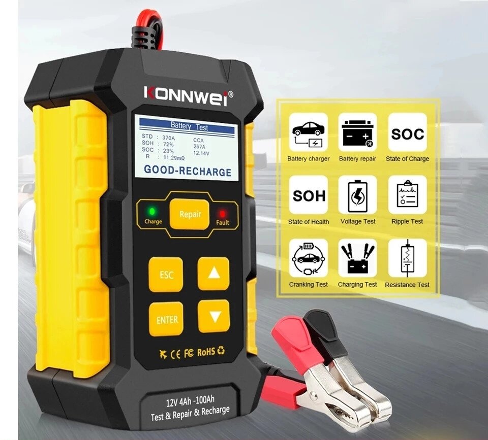 Тестер автомобільних акумуляторів MRCARTOOL B300 12-24 V (російська мова) Battery Tester аналізатор акб Код/Артикул 13 від компанії greencard - фото 1