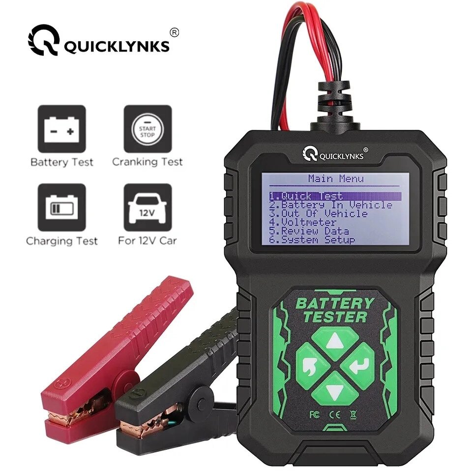 ТЕСТОР АВТОМОДИЛЬНИХ АКБ 12V Battery Tester BA107 QUICLYNKS Код/Артикул 13 від компанії greencard - фото 1