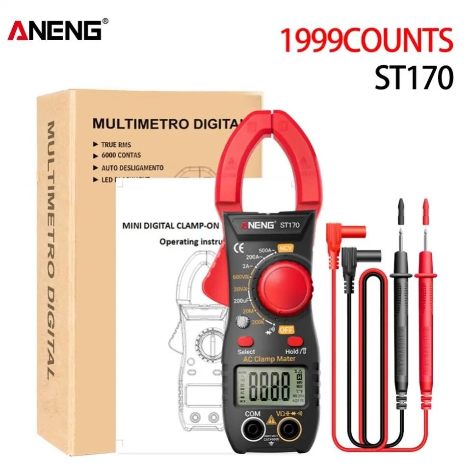 Токовимірювальні кліщі ANENG ST170 токові кліщі 500A Код/Артикул 13 від компанії greencard - фото 1