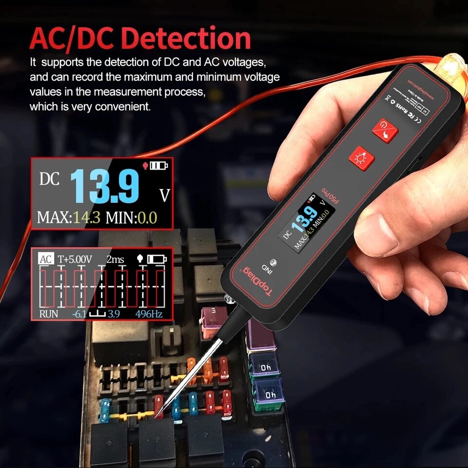 TopDiag P50Pro — Mini Oscilloscope AC Tester (тестор ланцюга, міні осциллограф) Код/Артикул 13 від компанії greencard - фото 1