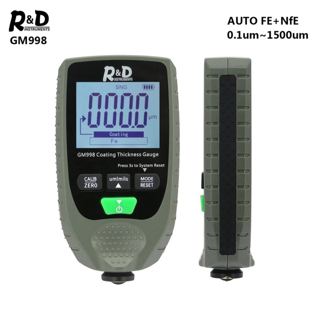 Товщиномір R & D GM998 GRAY (сірий колір) 0-1500 мікрон Fe & NFe автоматичний тесторі фарби автомобільний Код/Артикул 13 від компанії greencard - фото 1