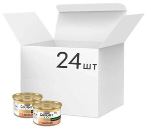 Упаковка вологого корму для кішок Purina Gourmet Gold Соковита насолода з лососем 24 шт по 85 г (8445290823366)