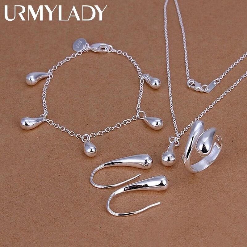 URMYLADY зі стерлінгового срібла 925 проби, весільні жіночі високоякісні класичні браслети-краплі, сережки, від компанії greencard - фото 1