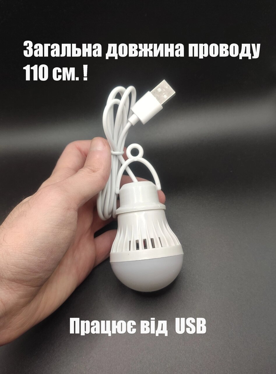 USB лампочка "Сяйво" . Довжина проводу 110 см Код/Артикул 183 від компанії greencard - фото 1