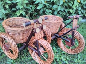 Велосипед кашпо для саду (плетений із лози). Підставка для квітів Код/Артикул 186 366-2-вело-34