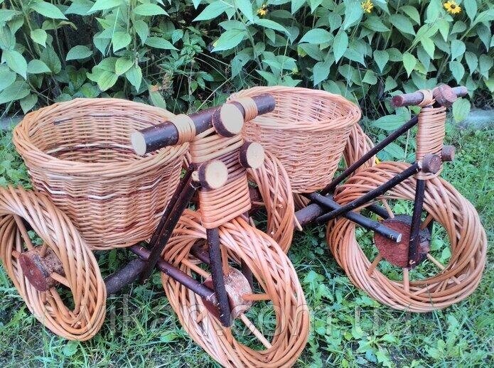 Велосипед кашпо для саду (плетений із лози). Підставка для квітів Код/Артикул 186 366-2-вело-34 від компанії greencard - фото 1