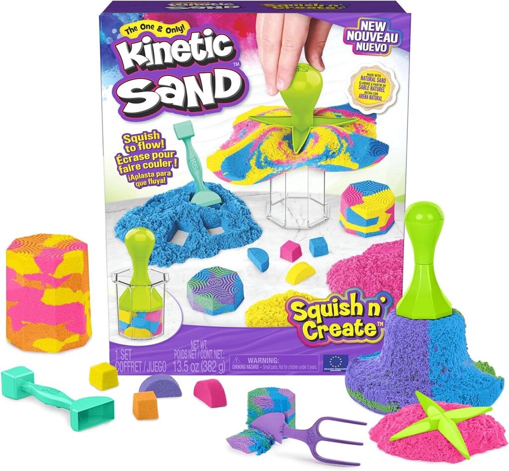 Веселковий кінетичний пісок Kinetic Sand Squish N Create Playset Код/Артикул 75 822 від компанії greencard - фото 1