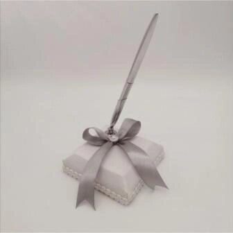 Весільна ручка для розпису, сріблястий бант Код/Артикул 84 0700-26 від компанії greencard - фото 1
