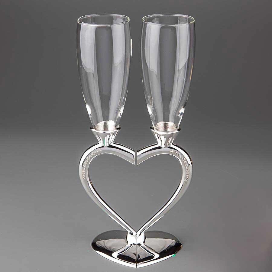 Весільні келихи на металевій ніжці "Половинки серця" Код/Артикул 84 Y-010G від компанії greencard - фото 1
