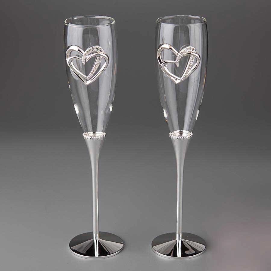 Весільні келихи на металевій ніжці "Серця закоханих" Код/Артикул 84 Y-005G від компанії greencard - фото 1