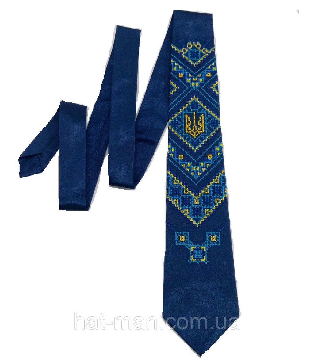 Вишита краватка синя (з тризубом) КодАртикул 2 від компанії greencard - фото 1
