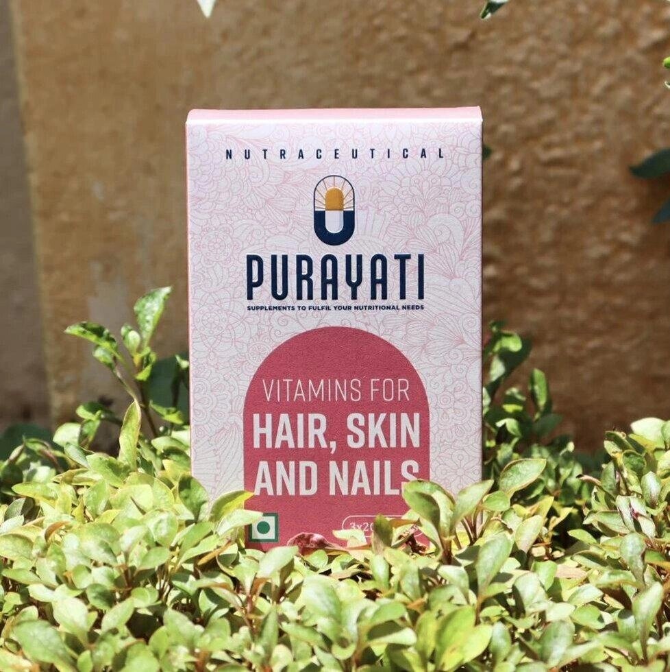 Вітаміни для волосся, шкіри та нігтів (60 таб), Vitamins For Hair, Skin And Nails,  Purayati Під замовлення з Індії 45 від компанії greencard - фото 1