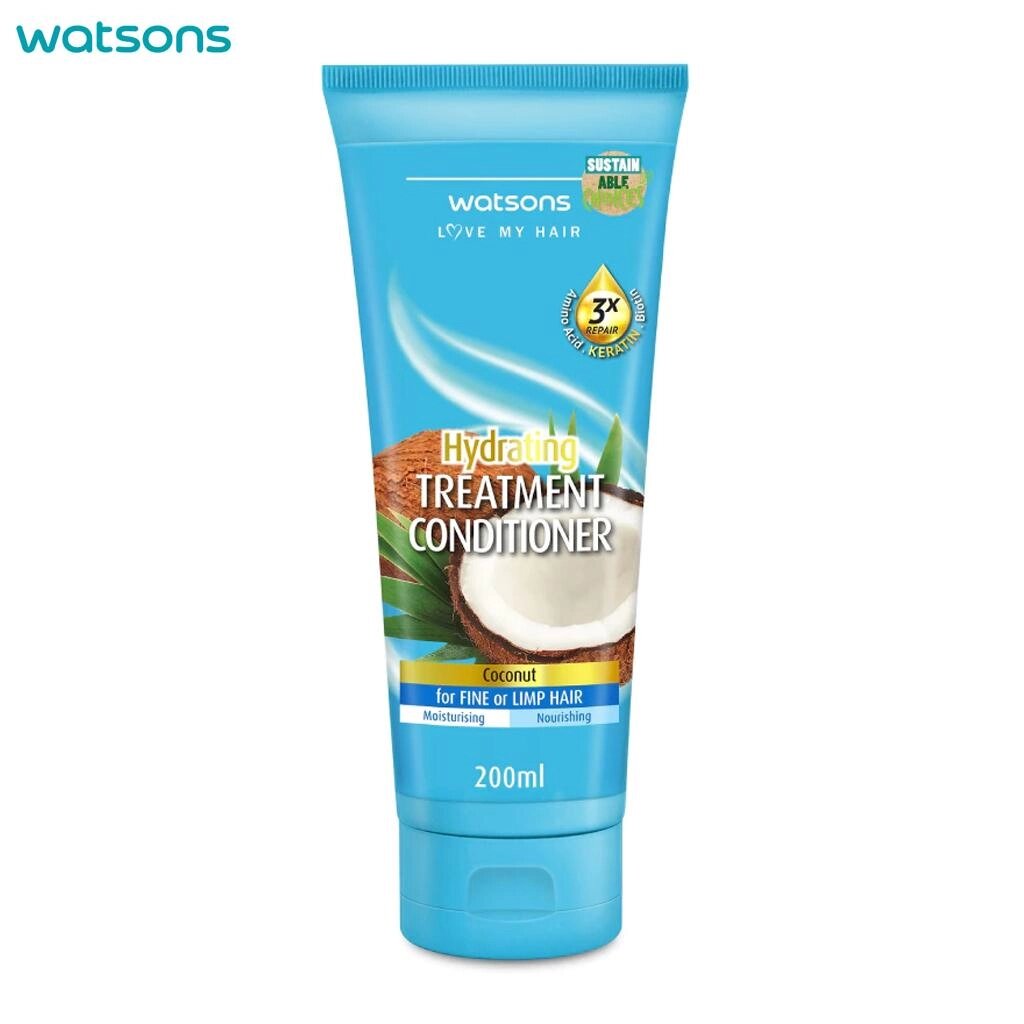 Watsons Кондиціонер Love My Hair Treatment з кокосом для тонкого та ослабленого волосся, зволожуючий та поживний, 200 від компанії greencard - фото 1