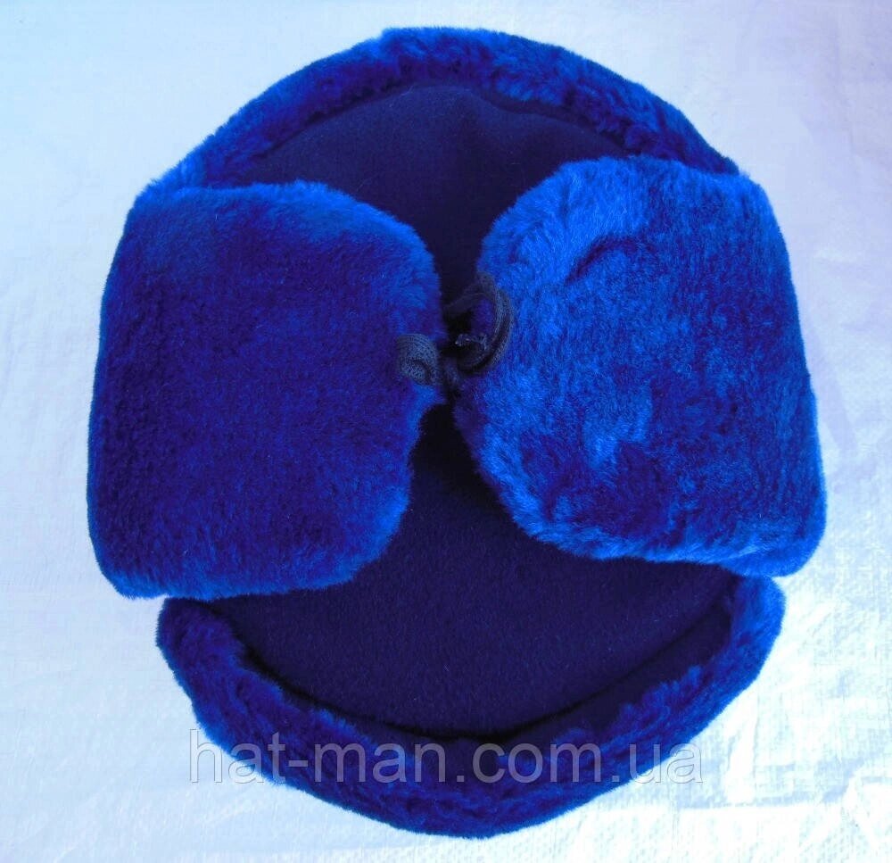 Ярко синя шапка-ушанка КодАртикул 2 від компанії greencard - фото 1