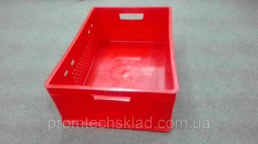 Ящик пластиковий 600х400х200 Є2 червоний перфорований Код/Артикул 132 ST6420-2020 черв. від компанії greencard - фото 1