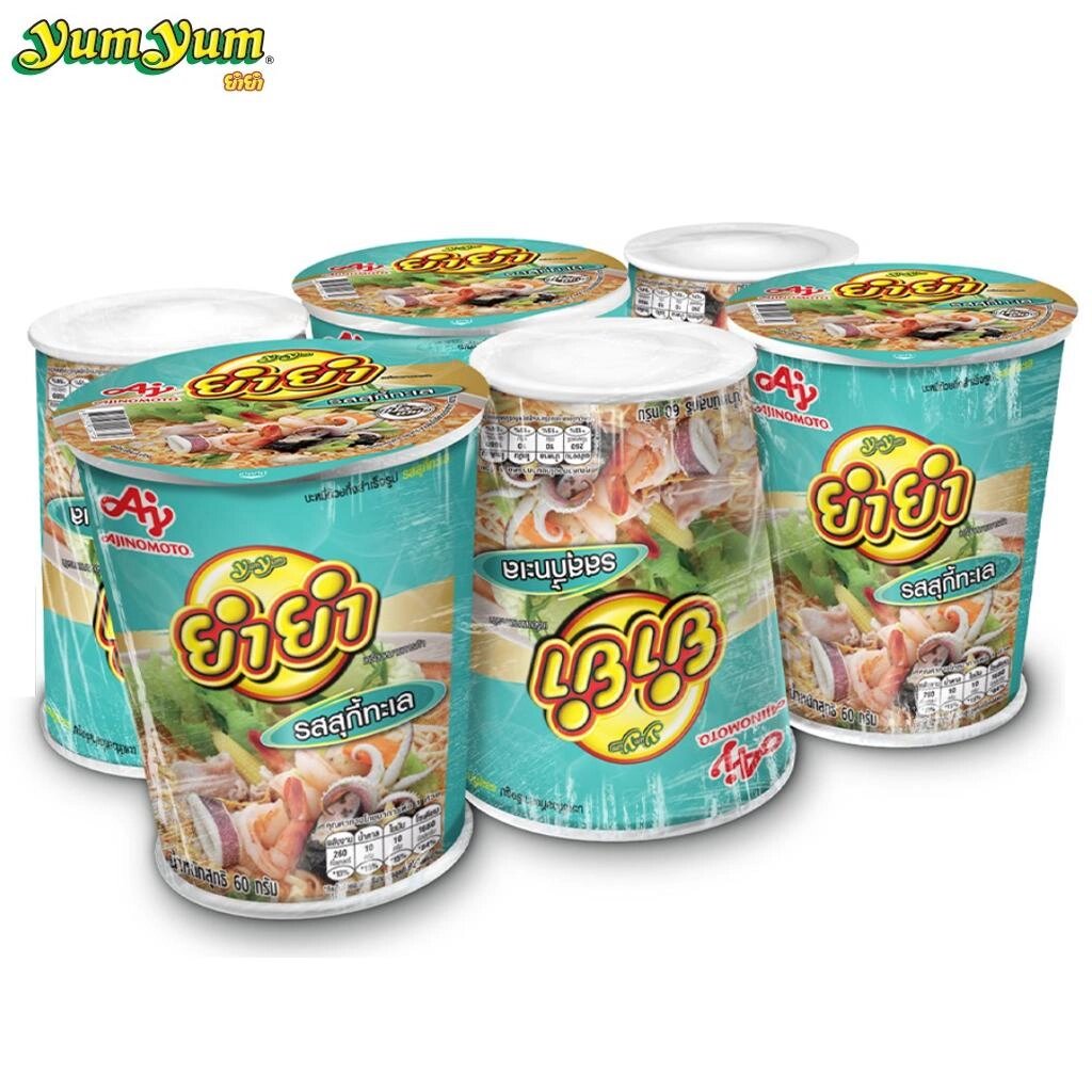 Yum Yum Чашка TemTem, Seafood Suki Flavor, 60 г, 6 шт - Тайська локшина швидкого приготування Під замовлення з Таїланду  від компанії greencard - фото 1