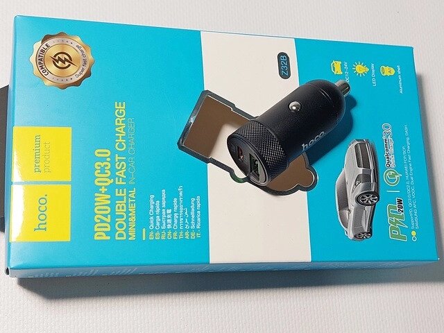 Зарядний пристрій автомобільний USB+Type-C (Hoco) Z32B Код/Артикул 30 5440 від компанії greencard - фото 1