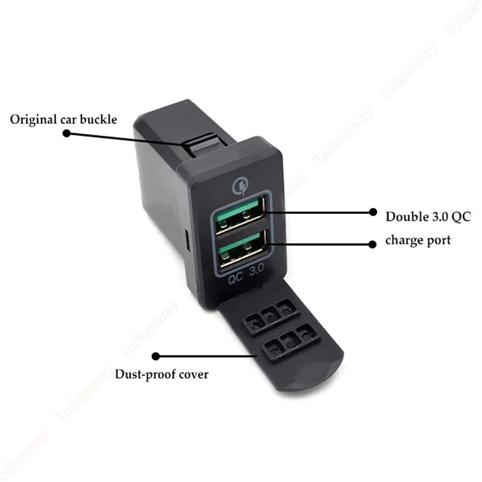 Заряджання в штатне місце два порти USB Double QC 3.0 універсальне Код/Артикул 13 від компанії greencard - фото 1