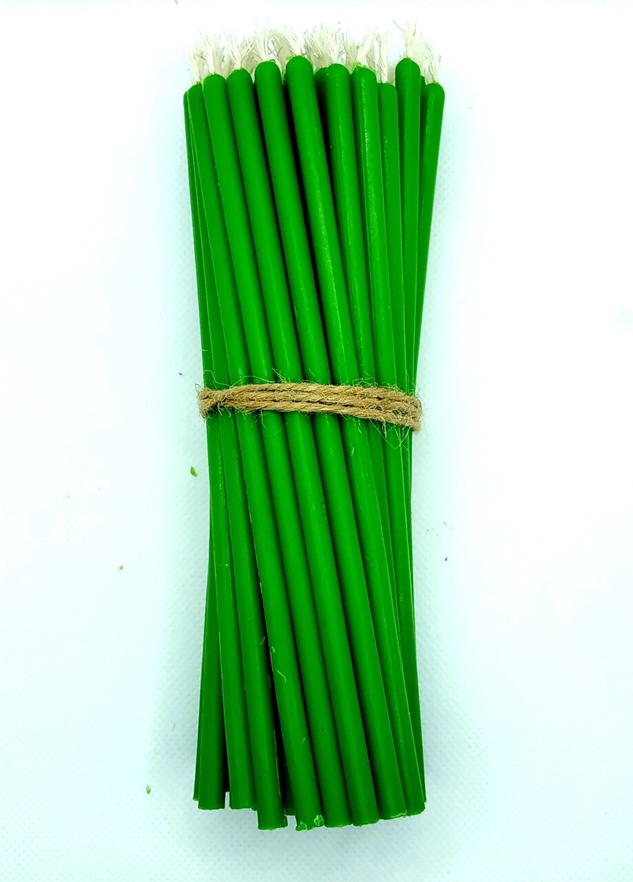 Зелені воскові свічки 30 хвилин набір 50 штук натуральний віск Код/Артикул 144 від компанії greencard - фото 1