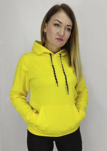 Жіноча спортива кофта весна літо з капюшоном у жовтому кольорі S, M, L, XL, XXL Код/Артикул 64 11148