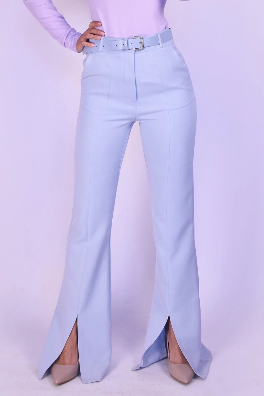 Жіночі брюки клеш із розрізами спереду, блакитні Код/Артикул 24 924 36 від компанії greencard - фото 1