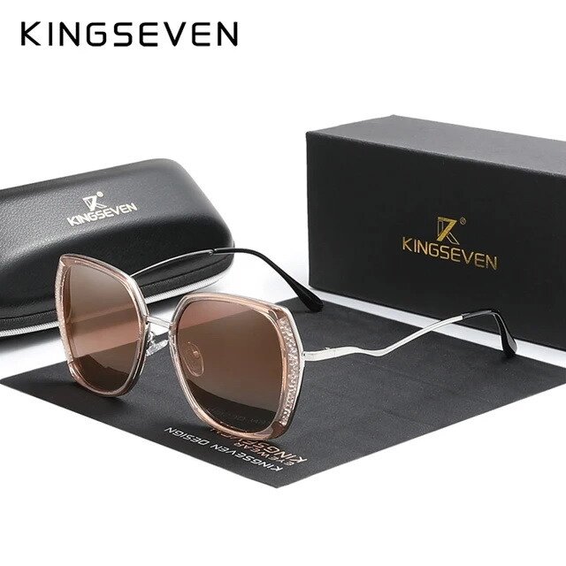 Жіночі градієнтні поляризаційні сонцезахисні окуляри KINGSEVEN N7832 Brown Frame Gradient Код/Артикул 184 від компанії greencard - фото 1